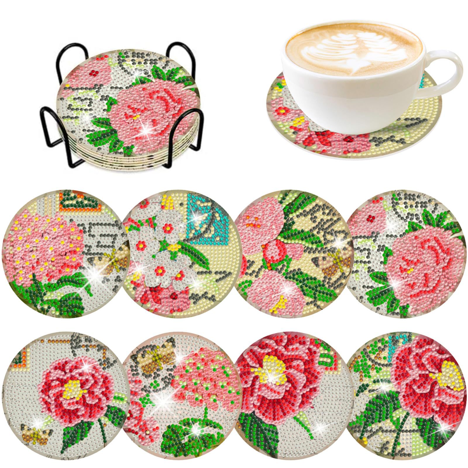 Resin Art Kits For Adults - RUOPOTY 8pc/sets Diamond Painting Coasters For