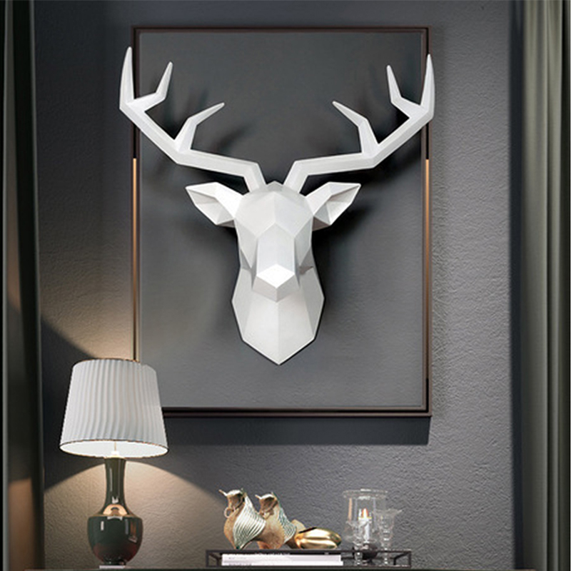 Resin Art Hanging - Deer Head Sculpture Animal Statue Figurines