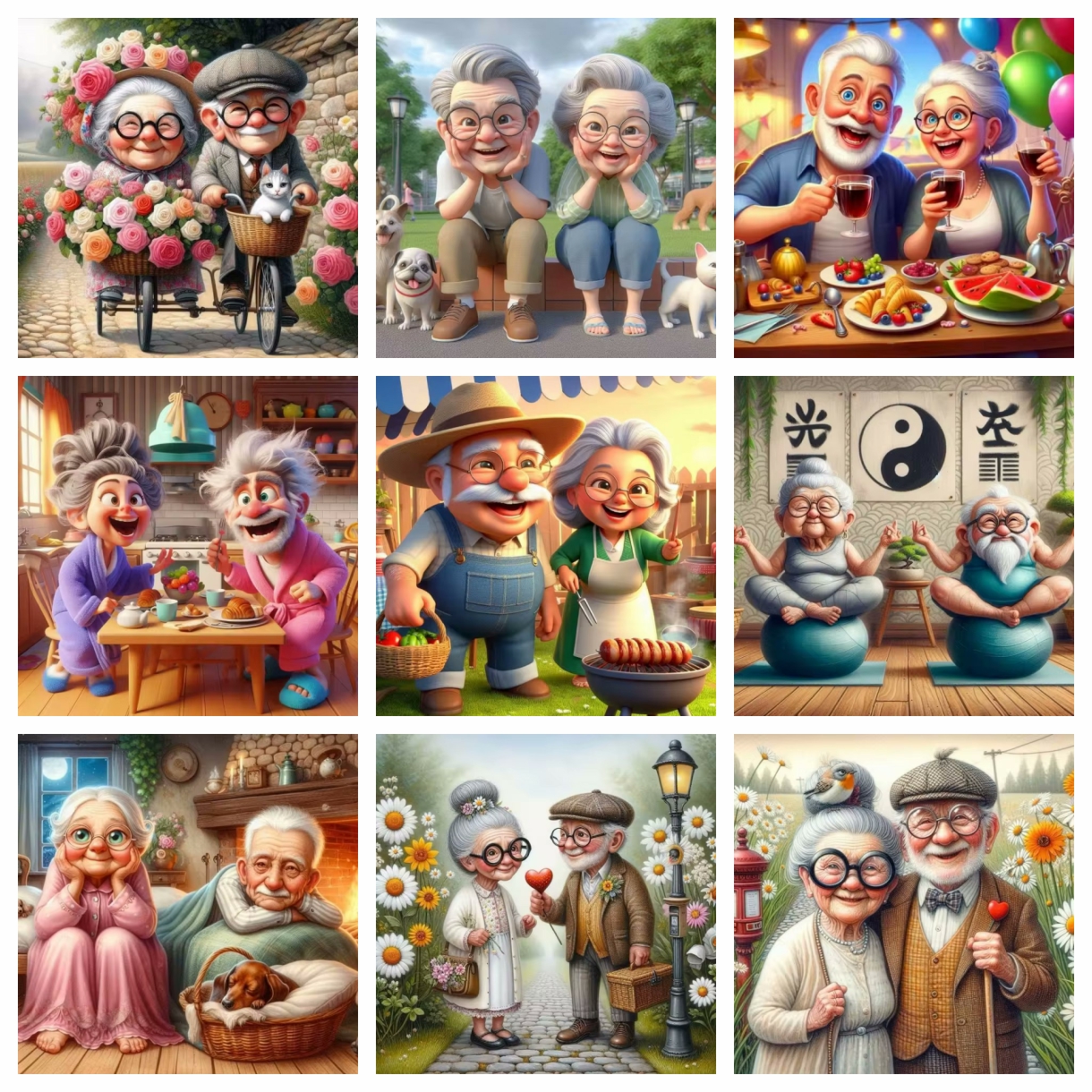 Cartoon Happy Old Couple 5D Fu - Resin Art Painting 리뷰 및 가격