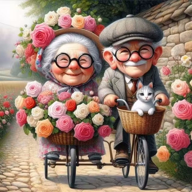 Cartoon Happy Old Couple 5D Fu - Resin Art Painting 리뷰 및 가격