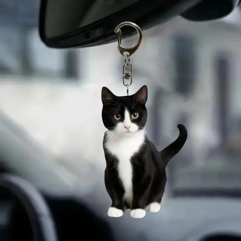 Black And White Cat Keychain 2 - Resin Art Keychain Design 리뷰 및 가격