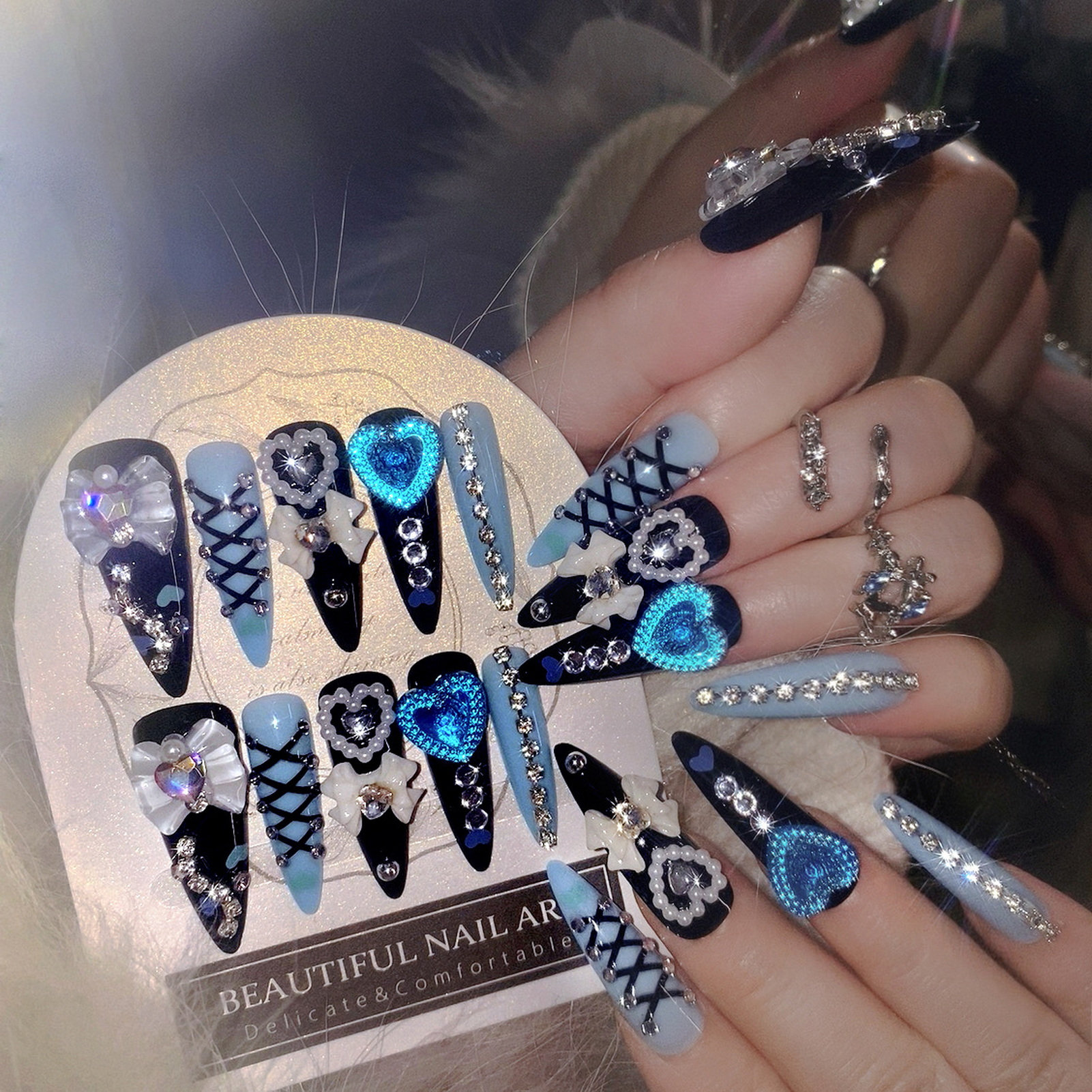24pcs 3D Bow Decor False Nails - Resin Art Materials 리뷰 및 가격