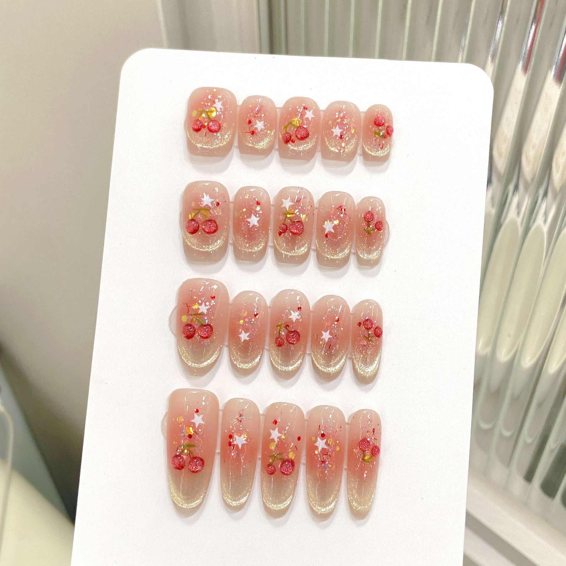 10pcs Sweet Cherry Press On Na - Resin Art Glitter 리뷰 및 가격
