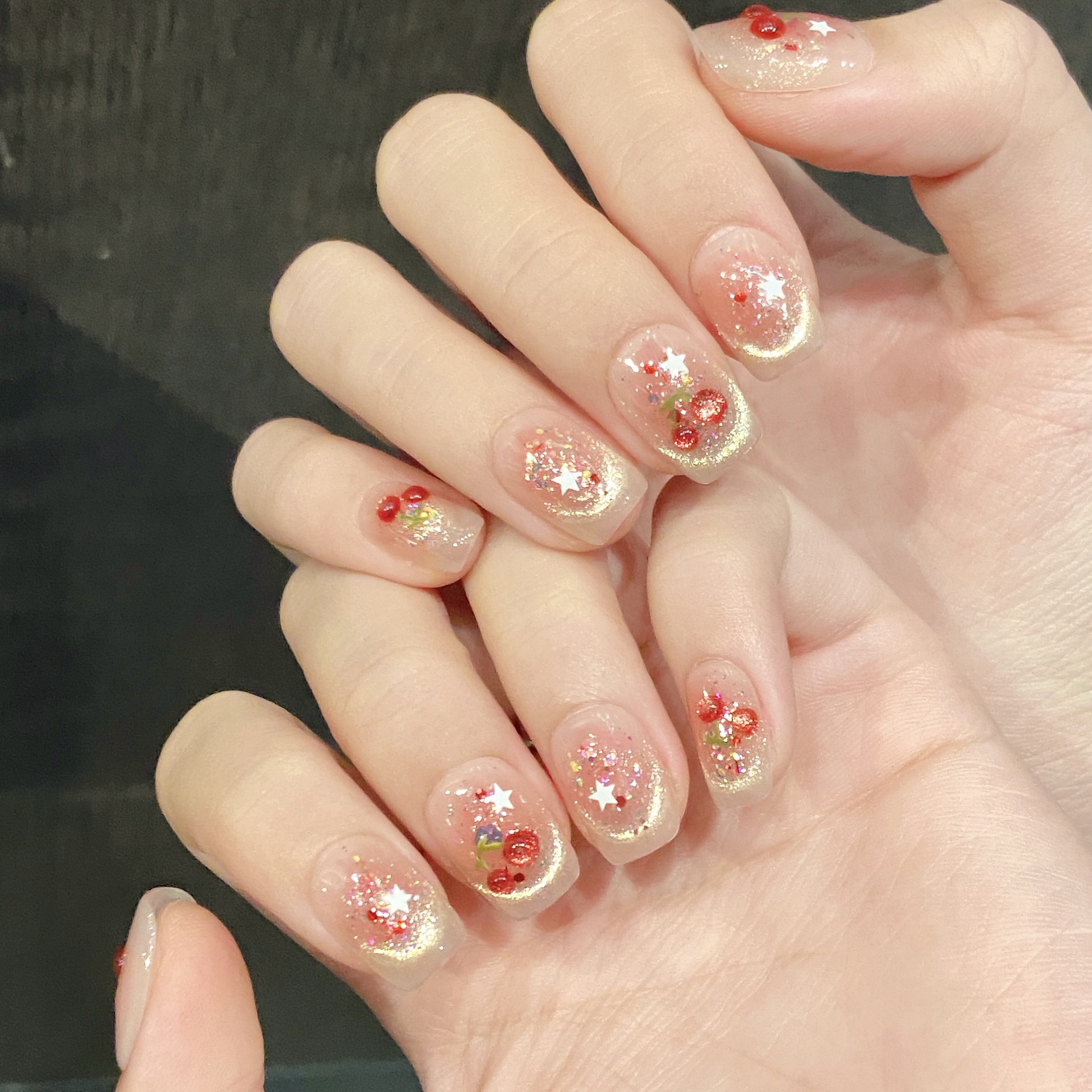 10pcs Sweet Cherry Press On Na - Resin Art Glitter 리뷰 및 가격