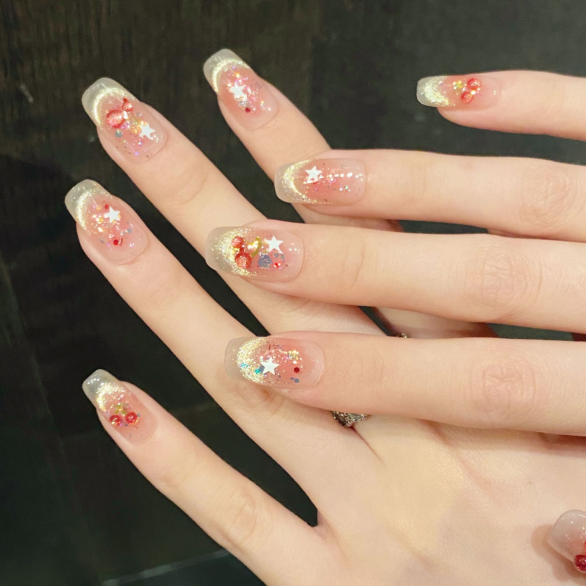 10pcs Sweet Cherry Press On Na - Resin Art Glitter 리뷰 및 가격