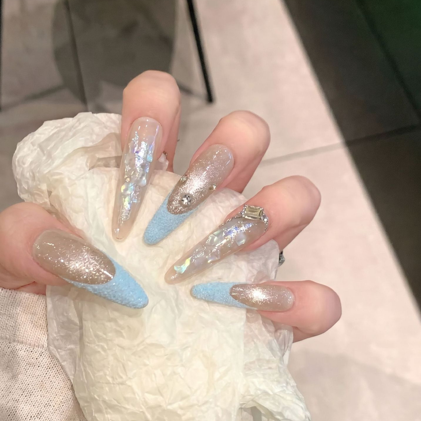 Press On Nails 10PCS Purple Fa - Resin Art Glitter 리뷰 및 가격