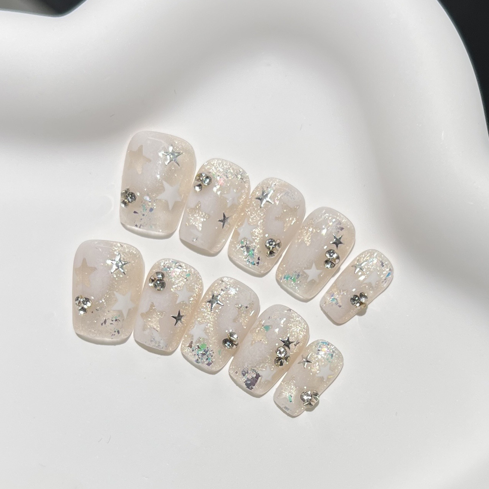 10PCS Short Square Fake Nails  - Resin Art Design 리뷰 및 가격