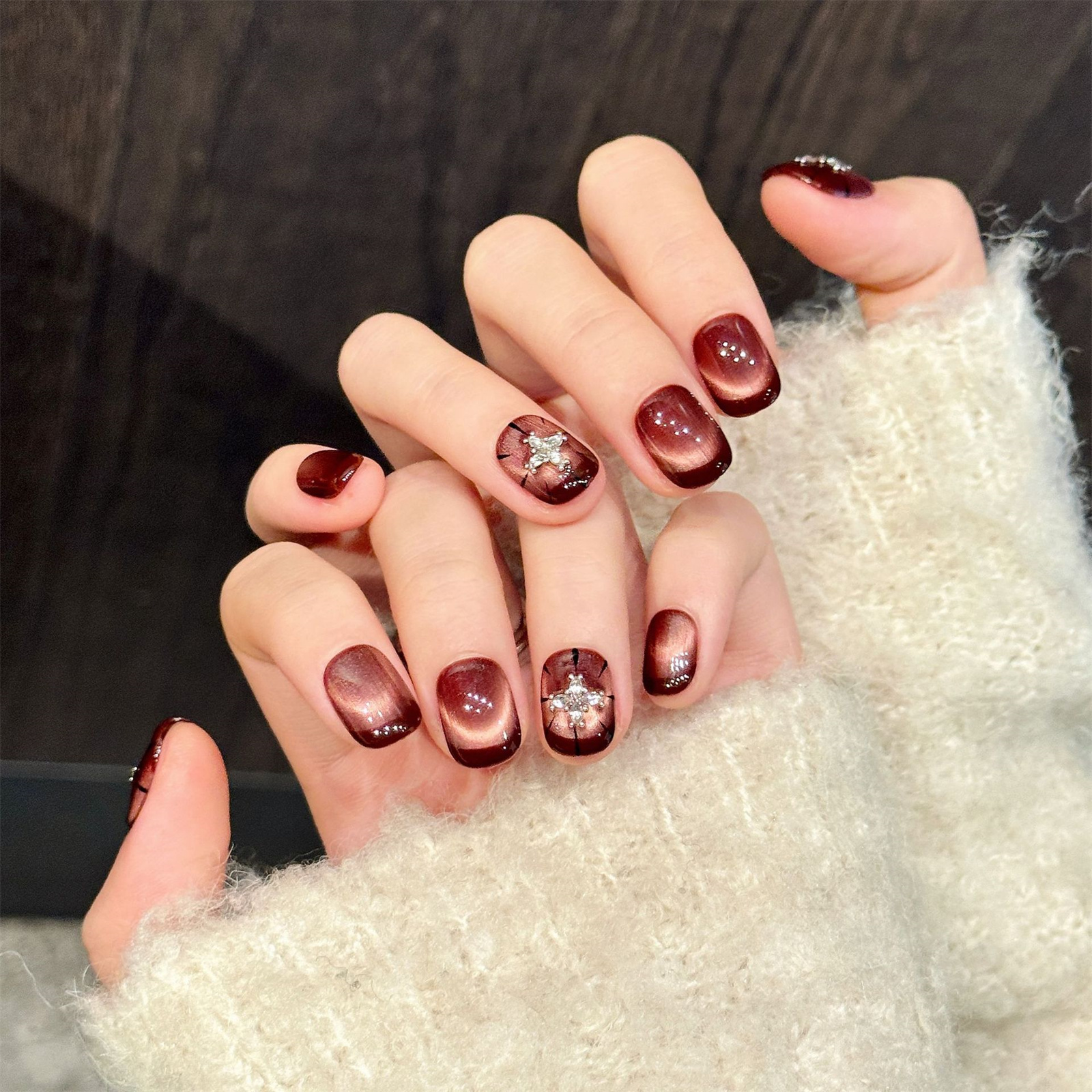 10pcs Wine-red Cat's Eye Press - Resin Art Glitter 리뷰 및 가격