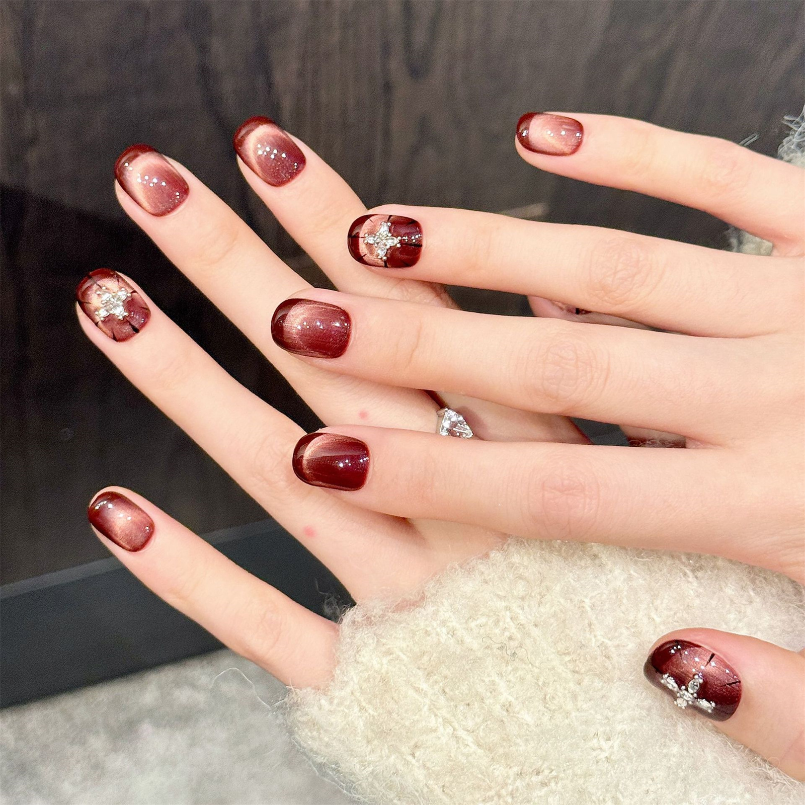 10pcs Wine-red Cat's Eye Press - Resin Art Glitter 리뷰 및 가격