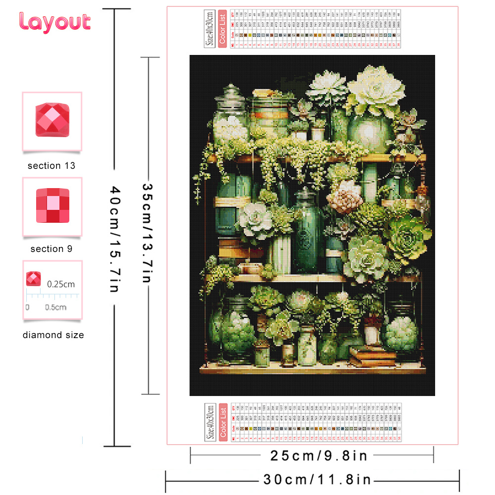Huacan Diamond Painting Succul - Resin Art Wallpaper 리뷰 및 가격