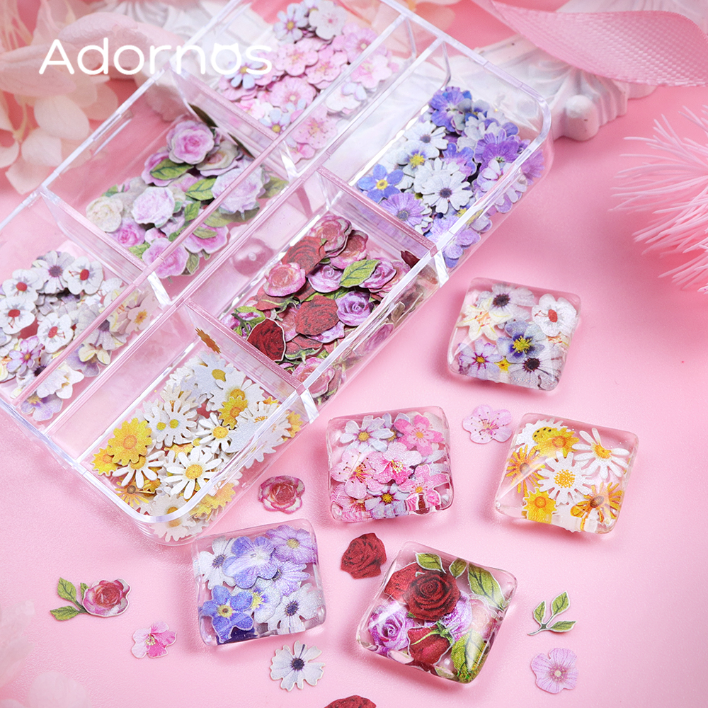 6 Grids Flowers Wood Pulp Chip - Resin Art Design 리뷰 및 가격