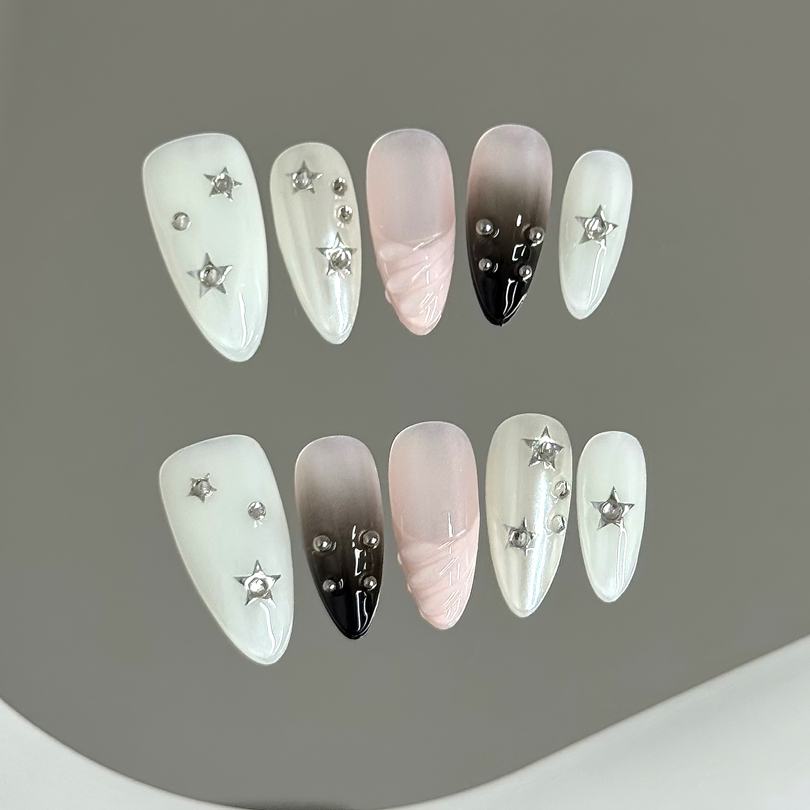 10pcs Almond Fake Nails Star G - Resin Art Glitter 리뷰 및 가격