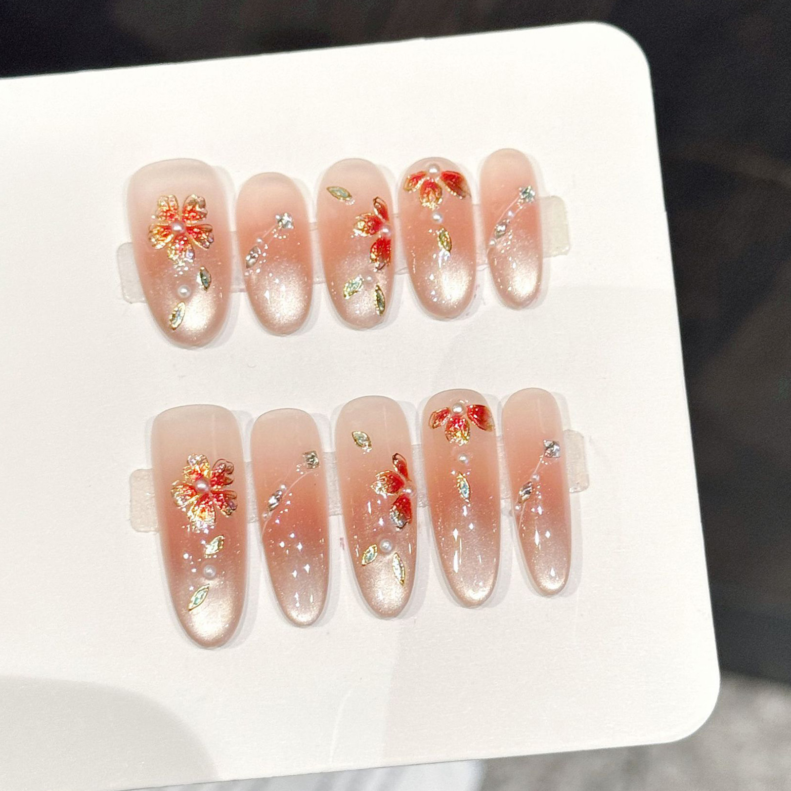10pcs Handmade Fake Nails Pres - Resin Art Design 리뷰 및 가격