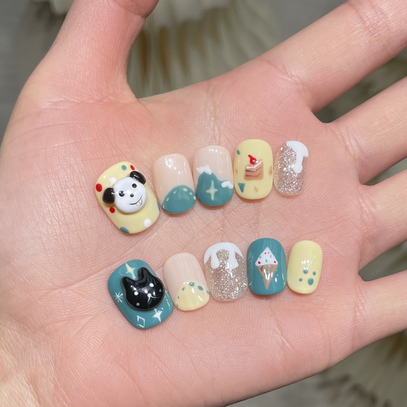 10Pcs Handmade Press On Nails  - Resin Art Design 리뷰 및 가격