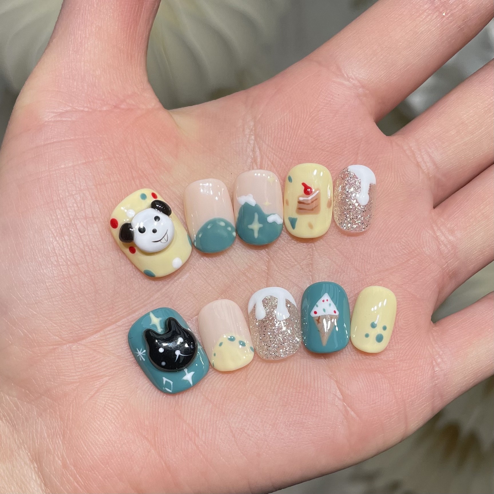 10Pcs Handmade Press On Nails  - Resin Art Design 리뷰 및 가격